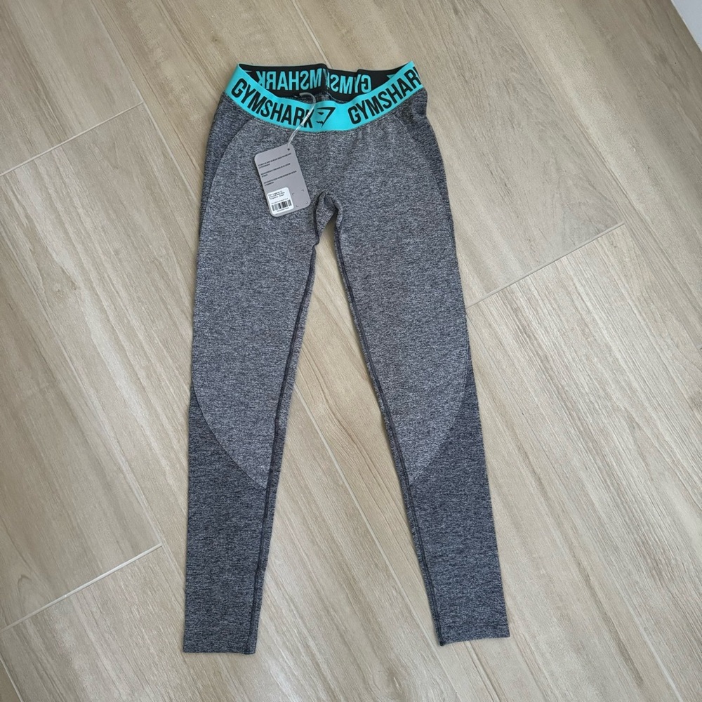 Gymshark Flex Leggings V3 charcoal marl/pale turquoise Small BNWT